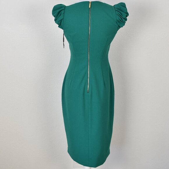 Calvin Klein Puff Sleeve V-Neck Sheath Dress - 4 - Picture 8 of 10